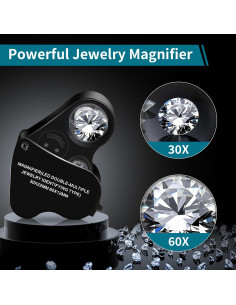 Lupa de Joyero JARLINK 30X 60X Plegable con Luz LED y UV 2