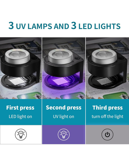 Lupa de Joyero JARLINK 30X 60X Plegable con Luz LED y UV