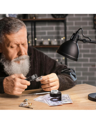 Lupa de Joyero JARLINK 30X 60X Plegable con Luz LED y UV