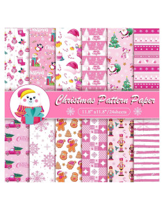 Papel de Scrapbook Navidad Konsait 24 Hojas 30x30cm Rosa