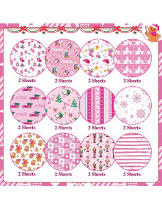 Papel de Scrapbook Navidad Konsait 24 Hojas 30x30cm Rosa 2