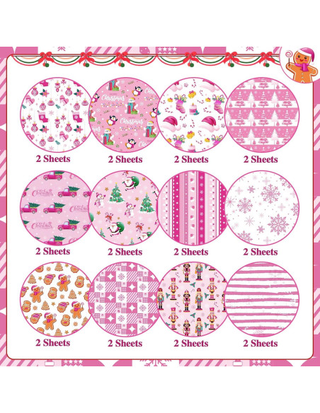 Papel de Scrapbook Navidad Konsait 24 Hojas 30x30cm Rosa