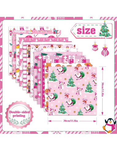 Papel de Scrapbook Navidad Konsait 24 Hojas 30x30cm Rosa