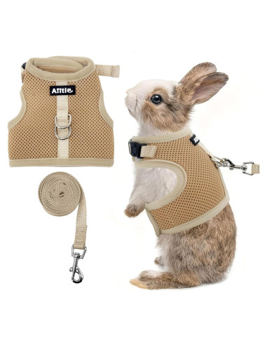 Conjunto Arnés y Correa AIITLE Caqui para Conejos y Mascotas