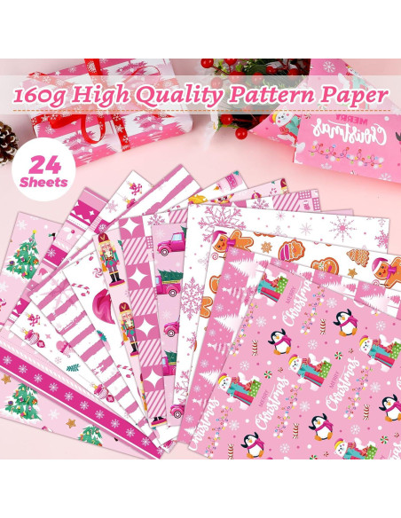 Papel de Scrapbook Navidad Konsait 24 Hojas 30x30cm Rosa