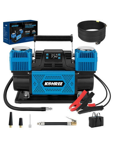 Compresor de Aire Kohree 12V Doble Cilindro 350 L/min 150 PSI