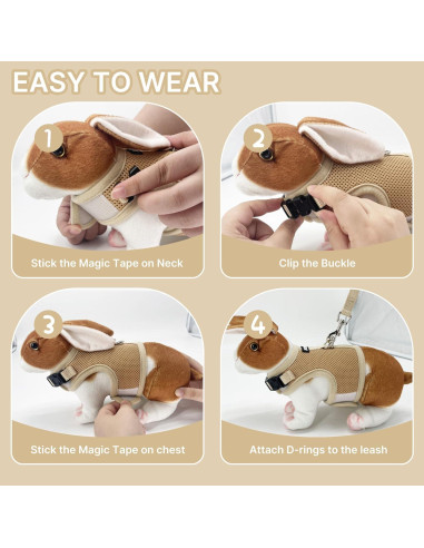 Conjunto Arnés y Correa AIITLE Caqui para Conejos y Mascotas