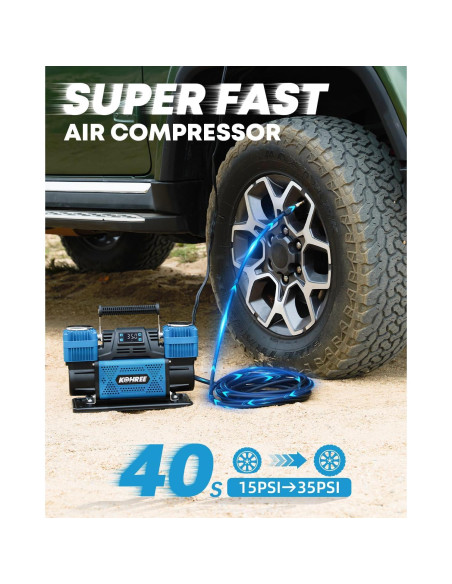 Compresor de Aire Kohree 12V Doble Cilindro 350 L/min 150 PSI