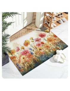 Alfombra de Baño Duibel Floral 76x43cm Antideslizante