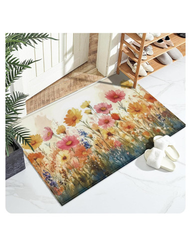 Alfombra de Baño Duibel Floral 76x43cm Antideslizante