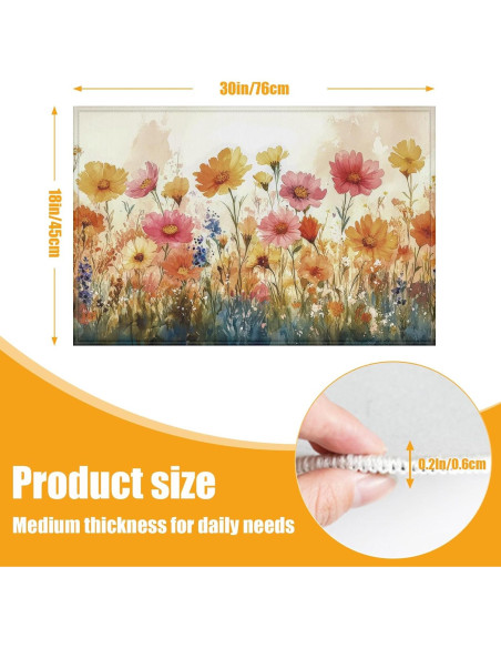 Alfombra de Baño Duibel Floral 76x43cm Antideslizante