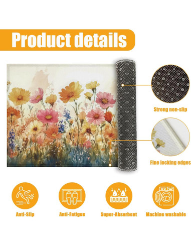 Alfombra de Baño Duibel Floral 76x43cm Antideslizante