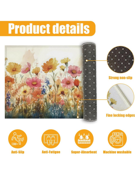 Alfombra de Baño Duibel Floral 76x43cm Antideslizante