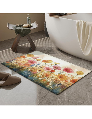 Alfombra de Baño Duibel Floral 76x43cm Antideslizante