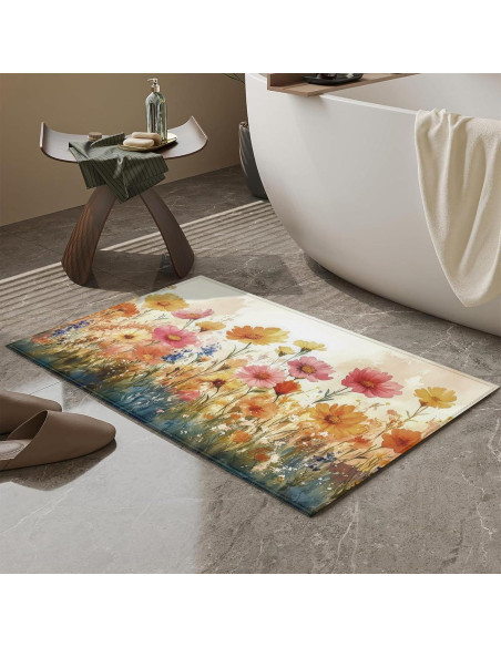 Alfombra de Baño Duibel Floral 76x43cm Antideslizante