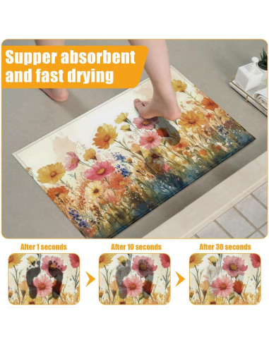 Alfombra de Baño Duibel Floral 76x43cm Antideslizante