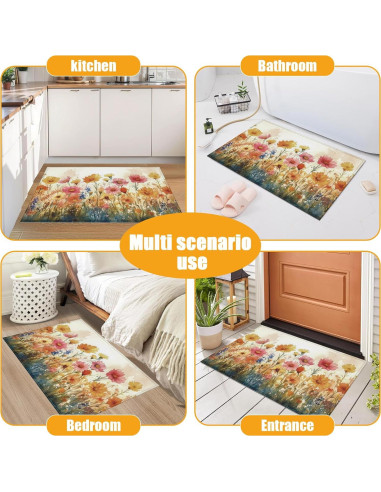 Alfombra de Baño Duibel Floral 76x43cm Antideslizante