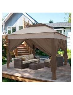 Carpa Gazebo Instantáneo COOS BAY 11.2 m Beige con Paredes