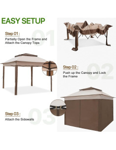 Carpa Gazebo Instantáneo COOS BAY 11.2 m Beige con Paredes 2