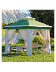 Carpa Plegable Hexagonal HarmonyHealth 4.06x4.06m Verde-Beige