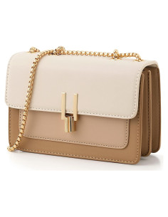 Bolso Cruzado de Cuero Sintético TOP BAND Beige 20x13x8 cm
