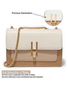 Bolso Cruzado de Cuero Sintético TOP BAND Beige 20x13x8 cm 2