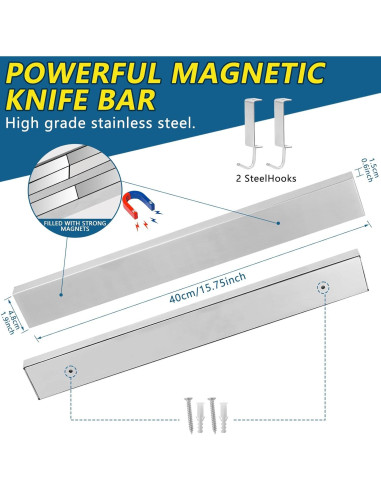 Barra Magnética de Cuchillos 40 cm Acero Inoxidable PENXUA