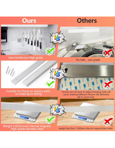 Barra Magnética de Cuchillos 40 cm Acero Inoxidable PENXUA