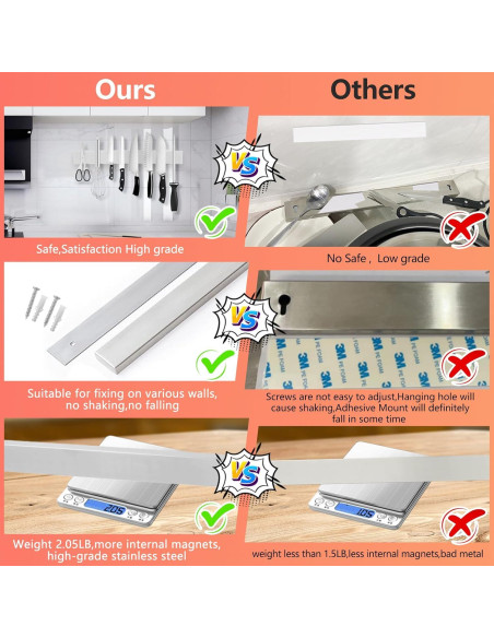 Barra Magnética de Cuchillos 40 cm Acero Inoxidable PENXUA