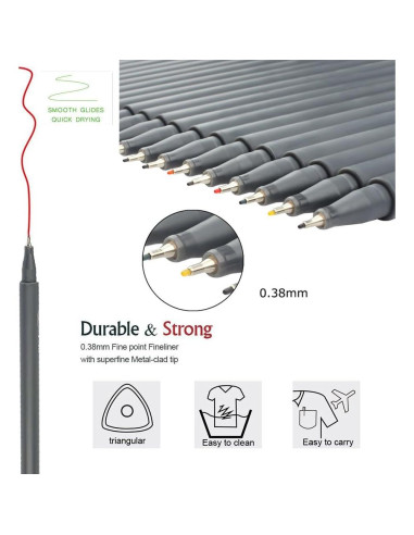 Bolígrafos de Color Taotree 24 Unidades Punta Fina 0.38mm