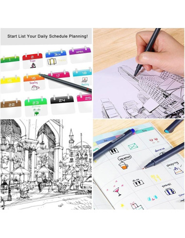 Bolígrafos de Color Taotree 24 Unidades Punta Fina 0.38mm