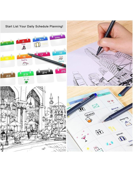 Bolígrafos de Color Taotree 24 Unidades Punta Fina 0.38mm