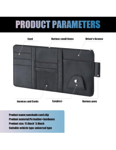Organizador de Visera de Coche fasebeek Negro 29x15cm Multifuncional 2