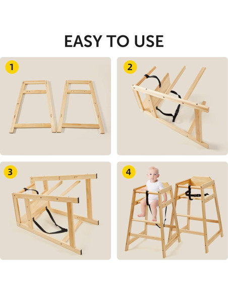 Paquete de 2 Sillas Altas de Madera Neoflavie para Bebés