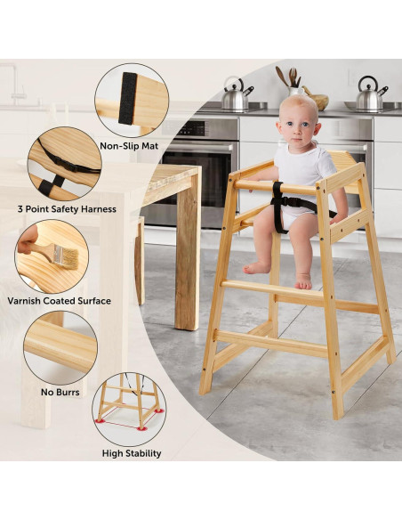 Paquete de 2 Sillas Altas de Madera Neoflavie para Bebés