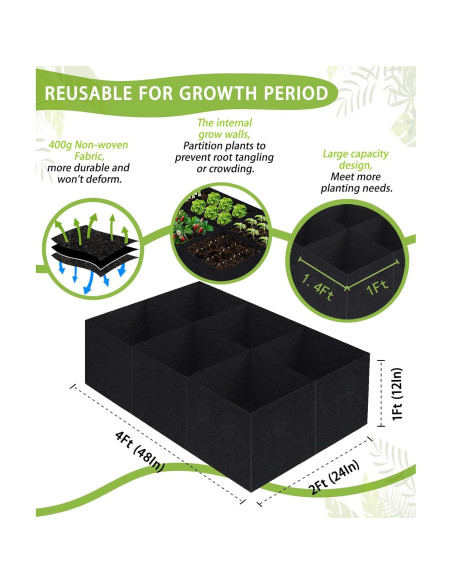 Bolsas de Cultivo Linksandt 216L Jardín Elevado Tela 1.22x0.61m