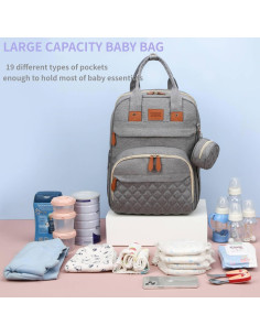 Mochila para Pañales Bebé Unisex con Estación de Cambio USB 19L 2