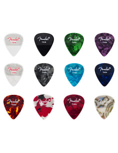 Púas de guitarra celuloide Fender 351 mediana paquete 12