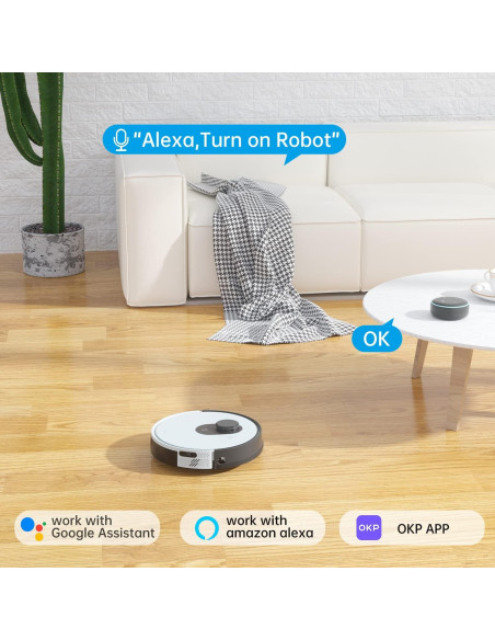Aspiradora Robot OKP L1, 3800Pa, 200 Min, Slim, Ideal Mascotas