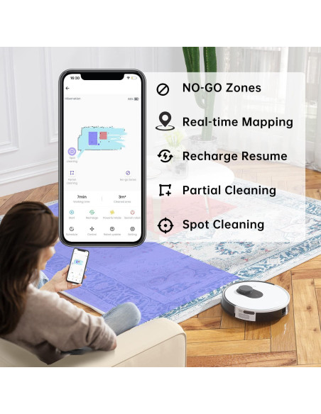 Aspiradora Robot OKP L1, 3800Pa, 200 Min, Slim, Ideal Mascotas