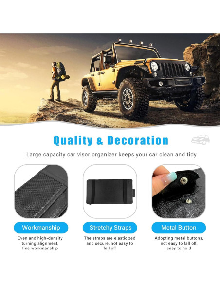 Organizador de Visera de Sol para Auto Augeny Negro PU 15x30cm