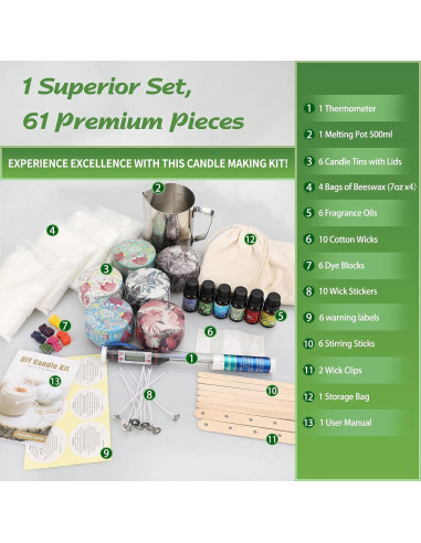 Kit de Fabricación de Velas YINUO LIGHT - 6 Velas DIY