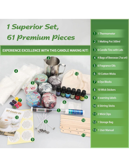 Kit de Fabricación de Velas YINUO LIGHT - 6 Velas DIY
