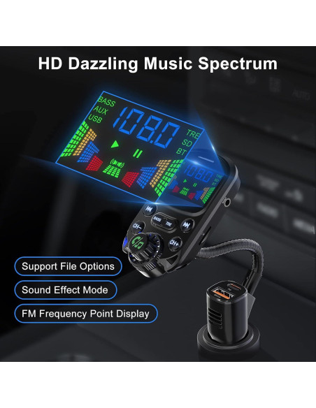 Transmisor FM Bluetooth 5.3 SOARUN PD30W Carga Rápida USB