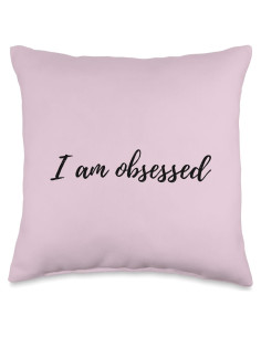 Cojín 16x16 Frase Divertida 'Estoy Obsesionado' - Merch Template