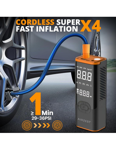 Inflador de Neumáticos Inalámbrico Airzest 150 PSI Portátil
