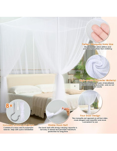 Dosel para Cama Qinzave con Mosquitera Blanca 240 cm 2