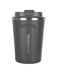 Taza de viaje PINKAH 355 ml acero inoxidable aislada gris