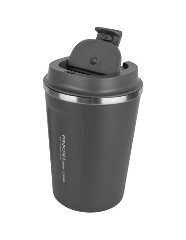 Taza de viaje PINKAH 355 ml acero inoxidable aislada gris