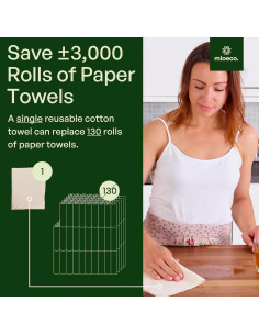 Toallas de Papel Reutilizables mioeco 24 Unidades Algodón Orgánico 2